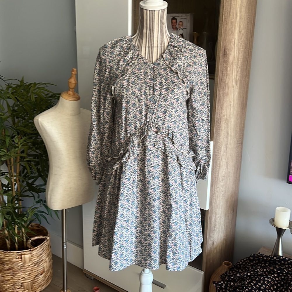 ZARA Kids | Mid-Turquoise | RUFFLED FLORAL DRESS - Picture 6 of 10